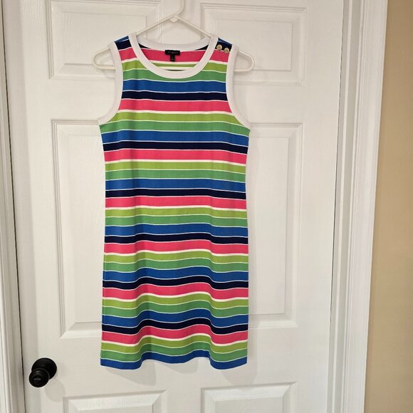 Talbots Striped Sleeveless Sun Dress Stretchy Cotton Blend Colorful Size Small - Picture 1 of 5